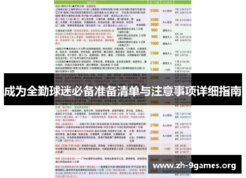 成为全勤球迷必备准备清单与注意事项详细指南 成为全勤球迷必备准备清单与注意事项详细指南